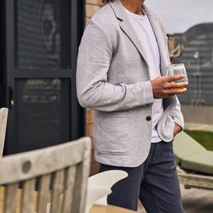 Faherty Inlet Knit Blazer In Heather Grey Size XXL